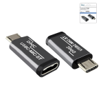 Adapter, micro plug to USB C socket, aluminium box, space grey, DINIC Box